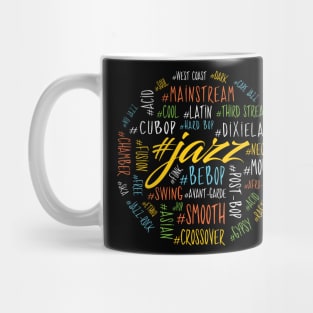 Colorful Jazz Genres Design Mug